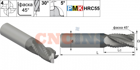 PMK10N.z4.06.13.57.37/40.F015.TiAlN Фреза концевая твердосплавная по металлу