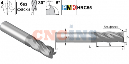 PMK3S.z4.05.13.57.30.F000 TiAlN Фреза концевая твердосплавная по металлу
