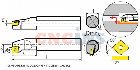 S12M-SCLCL06 Резец токарный (державка) расточной по металлу