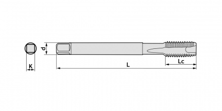 Метчик М5*0,8 со спиральной подточкой для сквозных отверстий, с покрытием TiCN