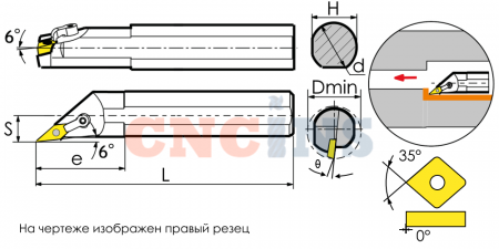 S25S-MVXNL16-TX Резец токарный (державка) расточной по металлу
