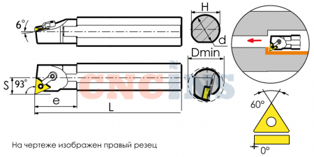 S25R-MTUNL16 Резец токарный (державка) расточной по металлу