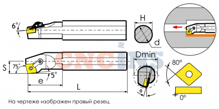 S32T-MCKNL12-TX Резец токарный (державка) расточной по металлу