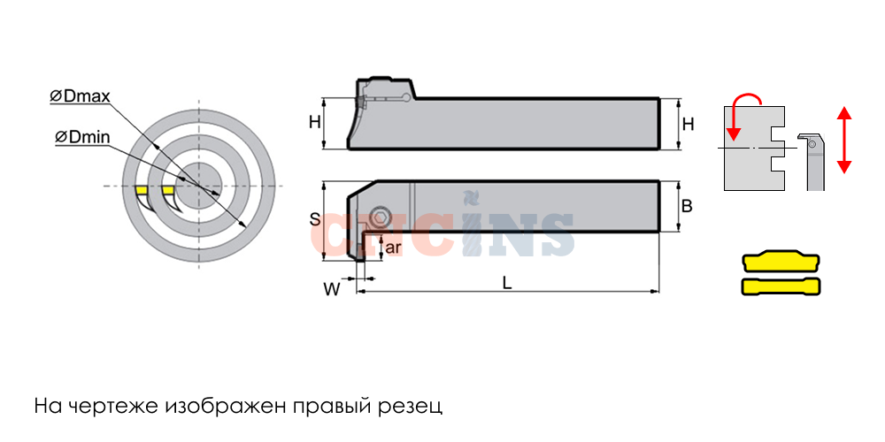  Канавочные резцы для торца 90° 